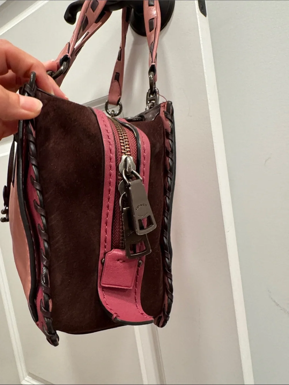 Coach dreamer in colorblock with whipstitch & c charm shoulder bag purse